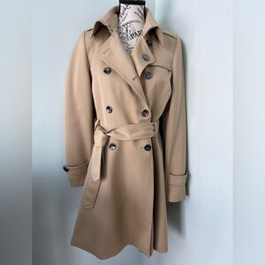 Trina Turk Beige 💯 Wool Women's Trench Coat